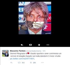 Ferrero inibito 3 mesi dopo le dichiarazioni su Thohir: lui per protesta si tappa la bocca su Twitter