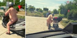 Uomo svestito scooter